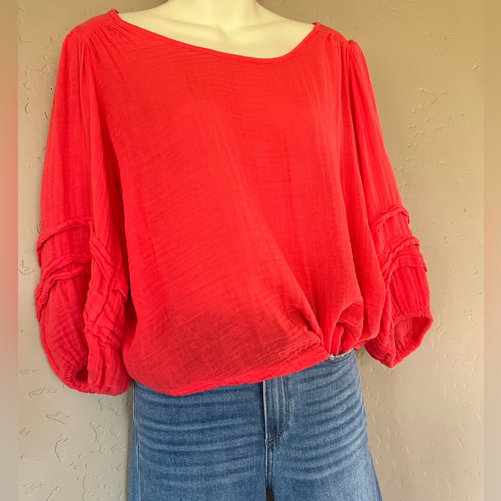 NWT Michael Stars Pruitt balloon 3/4 sleeve top, double gauze size XS